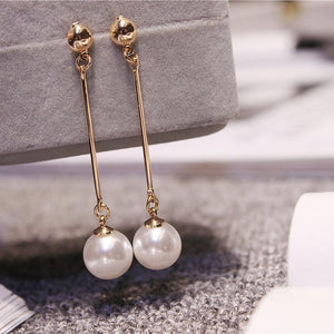 Korean Star The Same Paragraph Fashion Imitation Pearl Tassel Earrings Wholesale Jewelry Earrings Female Long Section  Vintage