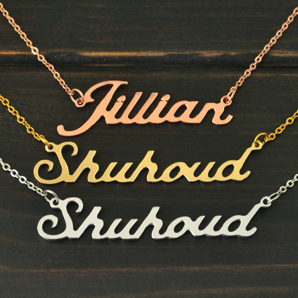 Personalized Necklace,Name Necklace,Custom Name Necklace,Personalized Name Plate Jewelry,Alloy Necklace