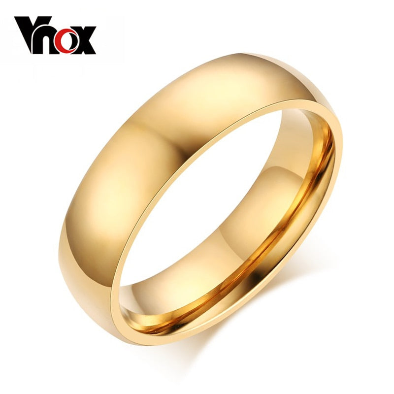 Vnox 6mm Classic Wedding Ring for Men / Women Gold / Blue / Silver Color Stainless Steel US size