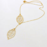 SUSENSTONE 1PC Womens Girls Simple Metal Double Leaf Pendant Alloy Choker Necklace