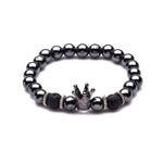 Charm Natural stone bracelets High quality Golden&Black Crown Dumbbells Men's bracelets Hematite Beads Bracelet For Women Men