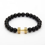 Charm Natural stone bracelets High quality Golden&Black Crown Dumbbells Men's bracelets Hematite Beads Bracelet For Women Men