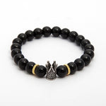 Charm Natural stone bracelets High quality Golden&Black Crown Dumbbells Men's bracelets Hematite Beads Bracelet For Women Men