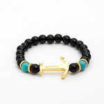 Charm Natural stone bracelets High quality Golden&Black Crown Dumbbells Men's bracelets Hematite Beads Bracelet For Women Men