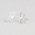 Silver Stainless Steel Animal Heart Leaf Cat Flower Star Stud Earrings for Women Girls Minimalist Jewelry Accessories Gifts