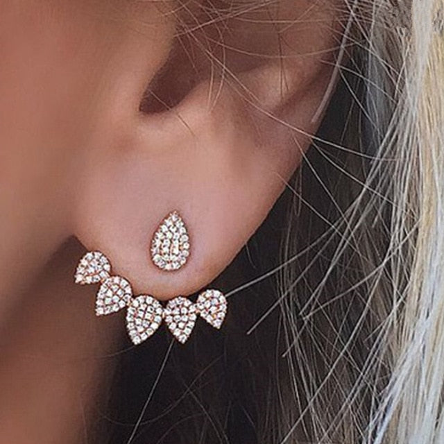 H23 New Imitation Pearl Heart Crystal Flower Leaf Angel Wings Geometry Stud Earrings For Women Statement Ear Jewelry Wholesale