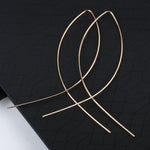 EK143 European & American Simplicity Fish Shaped Stud Earrings for Women Hyperbole Jewelry Copper Wire Brincos de gota Feminino