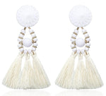 E0502 Bohemian Long Statement Tassel Drop Earrings Luxury Resin Beads Tassel Earrings For Women 7 Color Choice Dangle Earrings
