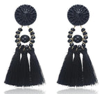 E0502 Bohemian Long Statement Tassel Drop Earrings Luxury Resin Beads Tassel Earrings For Women 7 Color Choice Dangle Earrings