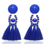 E0502 Bohemian Long Statement Tassel Drop Earrings Luxury Resin Beads Tassel Earrings For Women 7 Color Choice Dangle Earrings