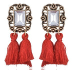 E0502 Bohemian Long Statement Tassel Drop Earrings Luxury Resin Beads Tassel Earrings For Women 7 Color Choice Dangle Earrings