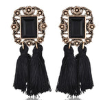 E0502 Bohemian Long Statement Tassel Drop Earrings Luxury Resin Beads Tassel Earrings For Women 7 Color Choice Dangle Earrings
