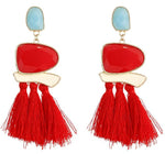 E0502 Bohemian Long Statement Tassel Drop Earrings Luxury Resin Beads Tassel Earrings For Women 7 Color Choice Dangle Earrings