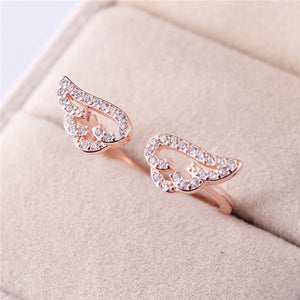 Adjustable Angel Wings Ring Micro Pave Zircon Gold-Color Rings For Women Fashion rings Jewelry bague femme Female Gifts #238251