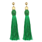 Crazy Feng Handmade Tassel Earrings 2018 Trendy Black Red Yellow Green Long Dangles Ear Broncos Silk Fringed Jewellery For Women