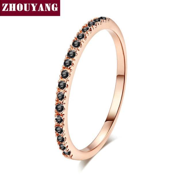 Wedding Ring For Women Man Concise Classical Multicolor Mini Cubic Zirconia Rose Gold Color Fashion Jewelry R132 R133 ZHOUYANG