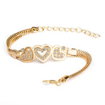 QCOOLJLY Luxury Round Crystal CZ Hand Chain Bracelets for Women Gold Color Twisted Bangle & Bracelets For Women Wedding Jewelry