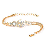 QCOOLJLY Luxury Round Crystal CZ Hand Chain Bracelets for Women Gold Color Twisted Bangle & Bracelets For Women Wedding Jewelry