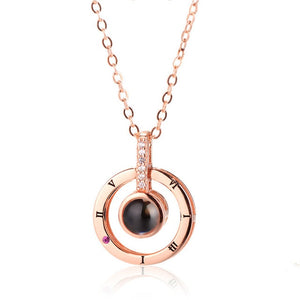 2018 New Arrival Rose Gold&Silver 100 languages I love you Projection Pendant Necklace Romantic Love Memory Wedding Necklace