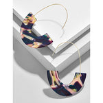 2018 New Fashion Leopard Grain Multi-Color Big Hook Acrylic Earrings Special Design Semicircle Resin Drop Earring ZA Brincos