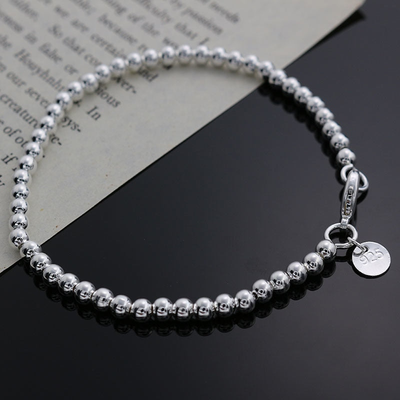 Beautiful fashion Elegant Gold color silver plated 4MM beads chain women lady cute Bracelet high quality Gorgeous jewelry H198