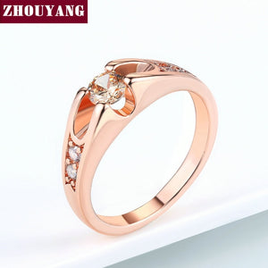 ZHOUYANG Wedding Ring For Women Classic Cubic Zirconia Rose Gold Color Fashion Jewelry Lover Rings Austrian Crystal ZYR249