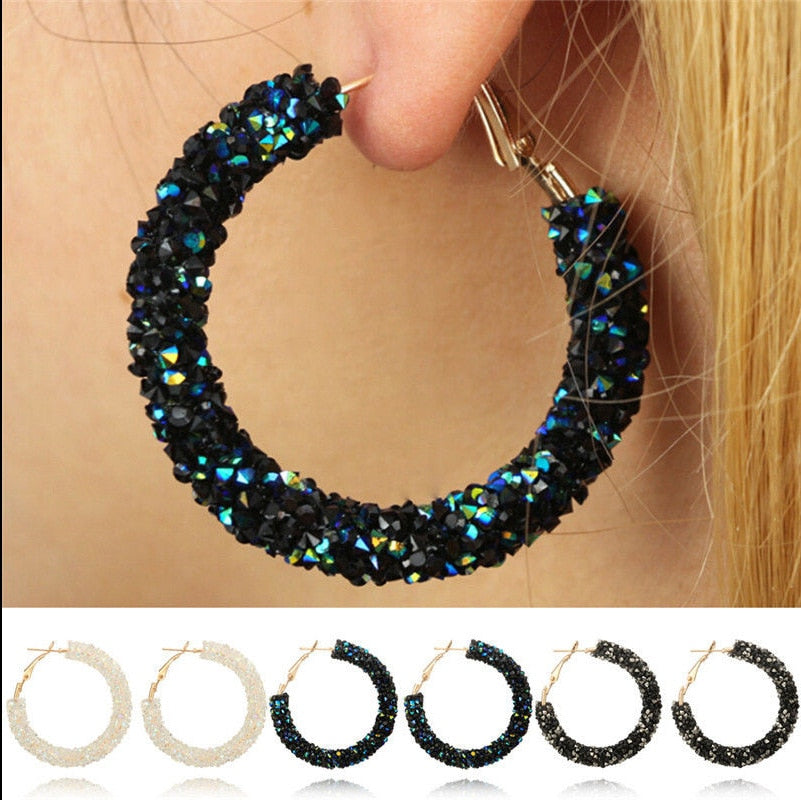 Mossovy Brand New Design Charm Earrings Geometric Round Shiny Austrian Crystal Rhinestone Big Earring Fashion Jewelry Women