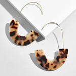 2018 New Fashion Leopard Grain Multi-Color Big Hook Acrylic Earrings Special Design Semicircle Resin Drop Earring ZA Brincos