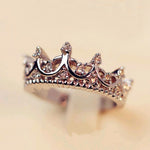 FAMSHIN Fashion Vintage Silver Crystal Drill Hollow Crown Shaped Queen Temperament Rings For Women Party Wedding Ring Jewelry