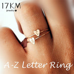 17KM Fashion Gold Silver Color Heart Letters Rings For Women DIY Name Ring Set Female Statement Engagement Party Jewelry 1PCS