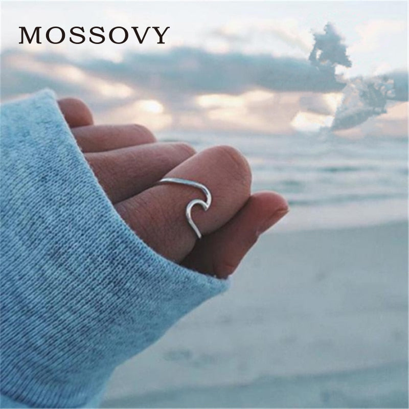 Mossovy Wave Alloy Silver Rings Charms Rose Gold Ring Wedding Rings for Women Fashion Jewelry Bague Femme Anillos Mujer
