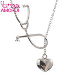 New Love Heart Shape Necklaces for Women Medical Stethoscope Y Chain Gold/Silver Neckalce Fashion Jewelry Dropshipping Bijoux