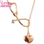 New Love Heart Shape Necklaces for Women Medical Stethoscope Y Chain Gold/Silver Neckalce Fashion Jewelry Dropshipping Bijoux