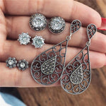 Vintage Geometric Stud Earrings Set For Women Girls 2018 Fashion Bead Stone Flower Small Earrings Boucle d'oreille Femme Gifts