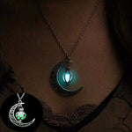 FAMSHIN 2019 New Hot Moon Glowing Necklace,Gem Charm Jewelry,Silver Plated,Women Halloween Hollow Luminous Stone Necklace Gifts