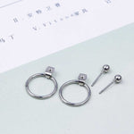 FAMSHIN 2019 Best selling NEW Women Fashion Simple Gold Silver Black Stud Earring Punk Rock Retro Circle Earring Piercing